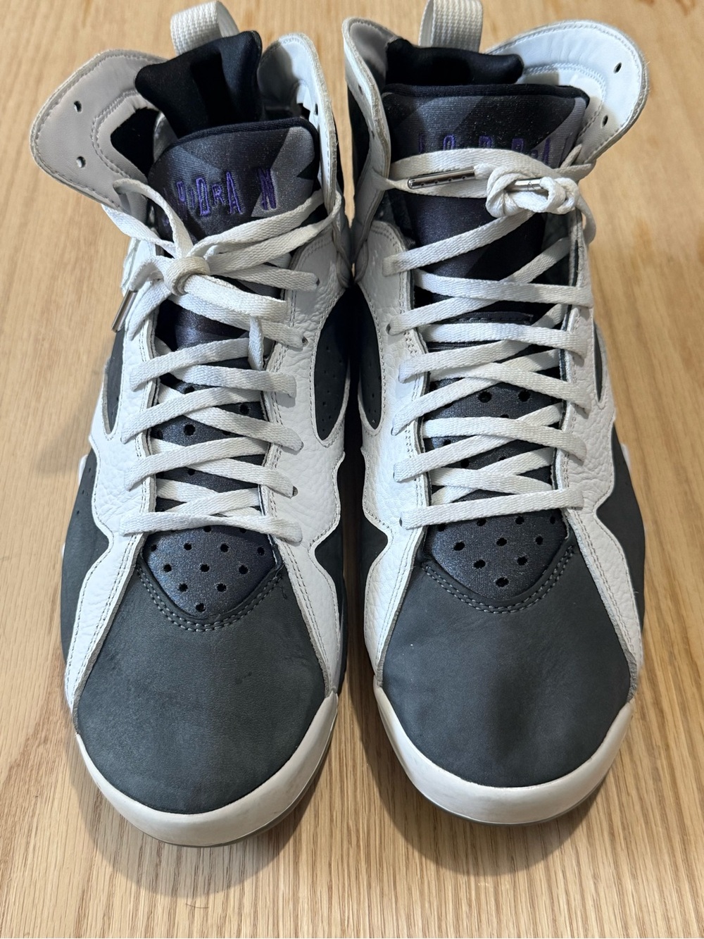 Mens Jordan 7 Flint White/Gray/Purple sneakers. - Picture 3 of 10